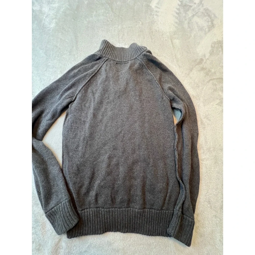 Aeropostale Quarter Zip Sweater Mens Small Gray Cotton Knit Pullover